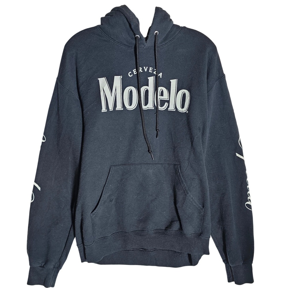 Modelo Especial Mens Black Graphic Pullover Hoodie Sweatshirt Size Small